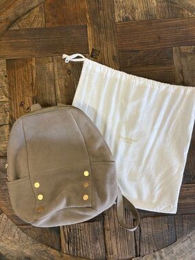 Hammitt Pebbled Taupe Leather Backpack with Gold Studs